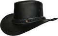 Brandslock Mens Leather Cowboy Hat Down Under Outback Wide Brim Black Xl