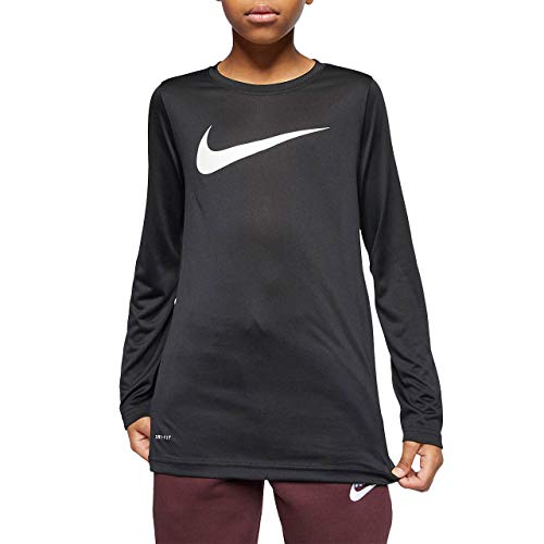 Nike Boys Dri-FIT Black Long Sleeve Athletic T-Shirt (Medium)