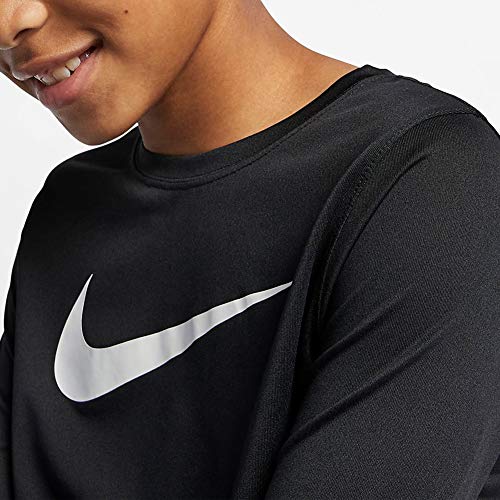 Nike Boys Dri-FIT Black Long Sleeve Athletic T-Shirt (Medium)