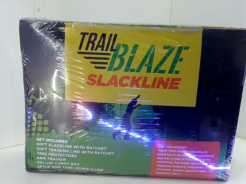 Trailblaze Slackline Kit 60ft With Tree Protectors & Training Line Gold 50ft