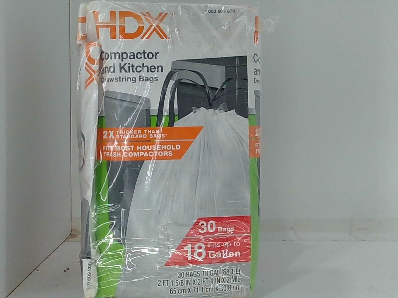 HDX Kitchen Drawstring Compactor Bags 18 Gallon - 30 Pack