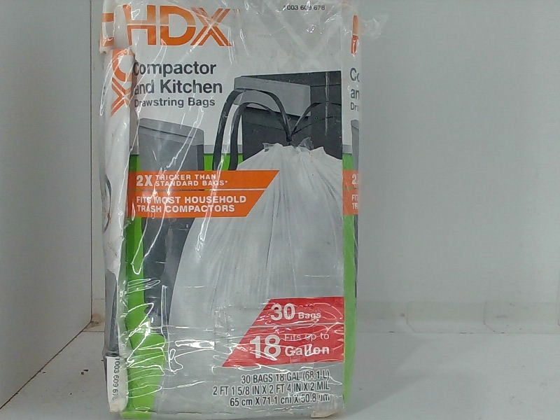 HDX Kitchen Drawstring Compactor Bags 18 Gallon - 30 Pack