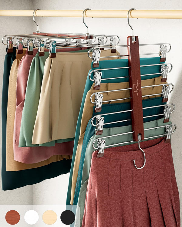 2 Pack Mahogany Skirt Hangers Space Saving Women's Closet Organizer