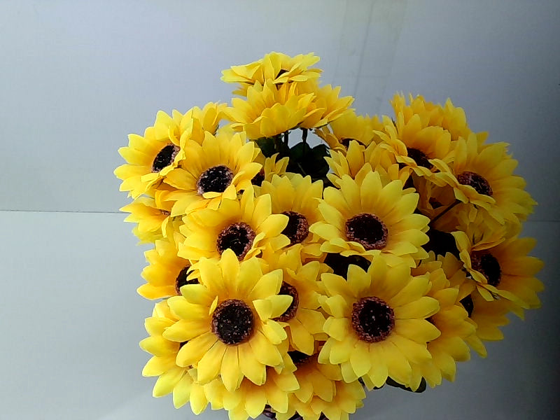 Artificial Sunflower Bouquet with Rattan Vase Home Decor