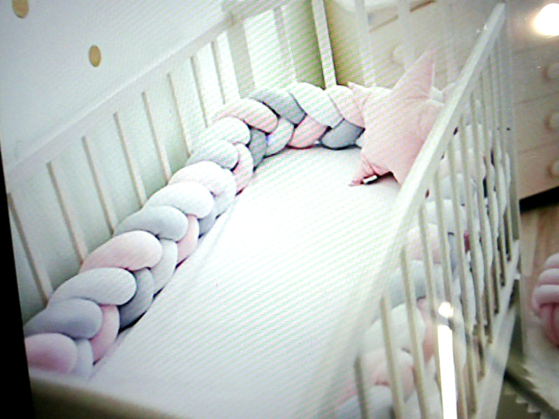 Gray and Pink Braided Crib Bumper