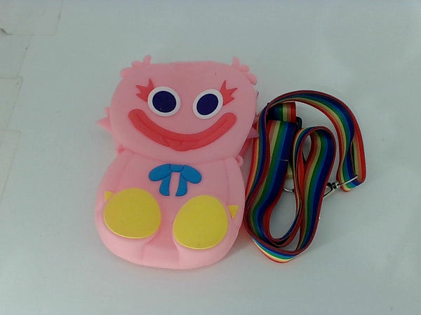 Cute Pink Doll Coin Purse with Rainbow Strap