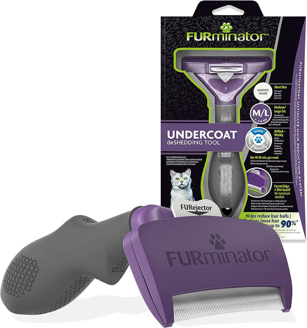 Furminator Undercoat Deshedding Tool Mediumlarge Short Hair Cat Purple 6 X 3Inch