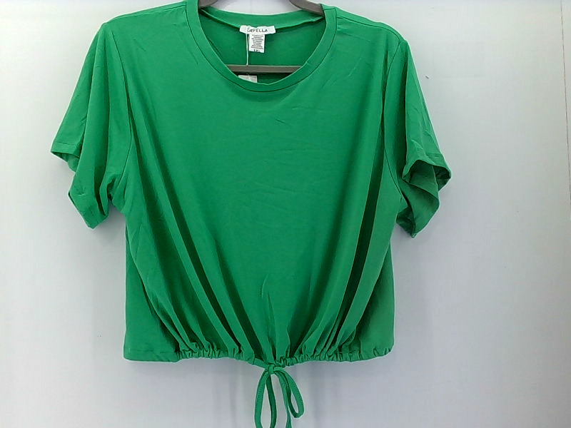 Capella Women's Green Loose Fit Short Sleeve Top XLarge