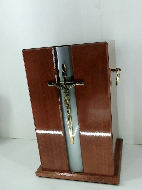 Elegant Wooden Crucifix Keepsake Box - 12x7x6 Inch