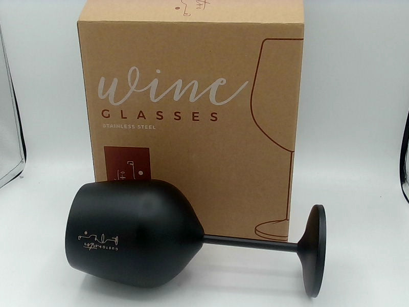 Black Stainless Steel Wine Glass Set of 2 18oz