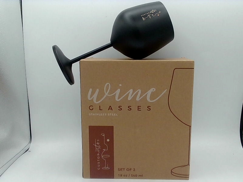 Black Stainless Steel Wine Glass Set of 2 18oz