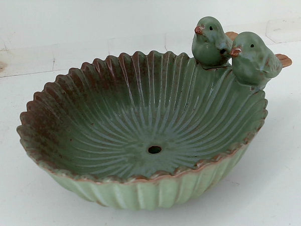 Green Ceramic Bird Flower Pot Home Accessory