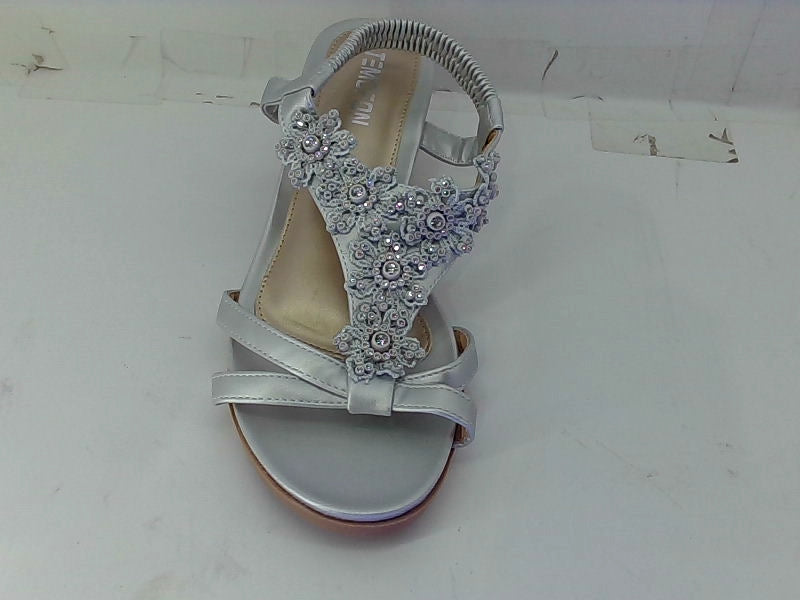 Temolfon Women's Silver Wedge Sandals Size 40