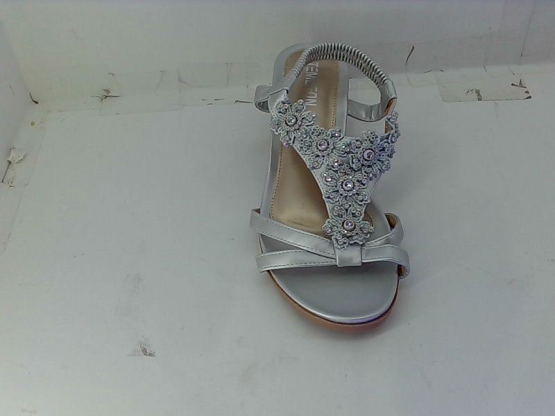 Temolfon Women's Silver Wedge Sandals Size 40