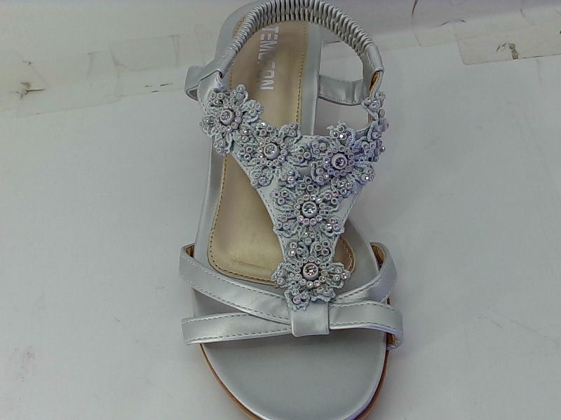 Temolfon Women's Silver Wedge Sandals Size 40