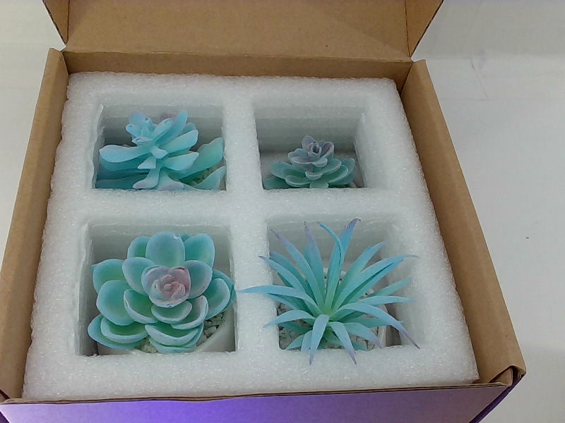 Velener Blue Artificial Succulent Set of 4 - Home Decor