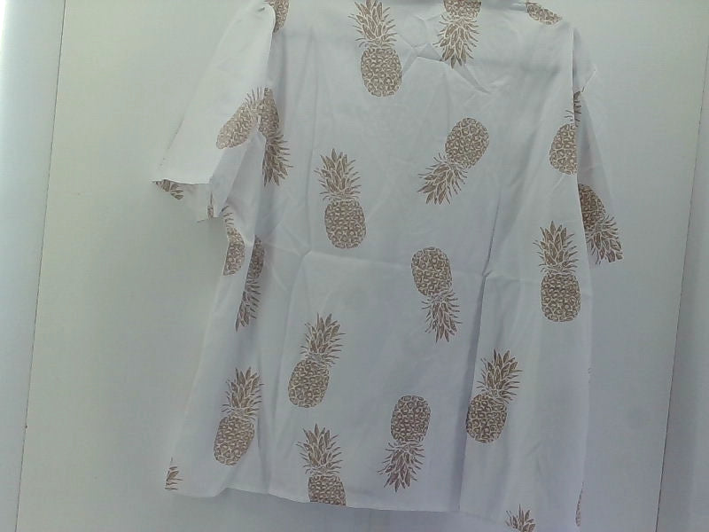 Azuki Beige Pineapple Print Women's Blouse Size 4