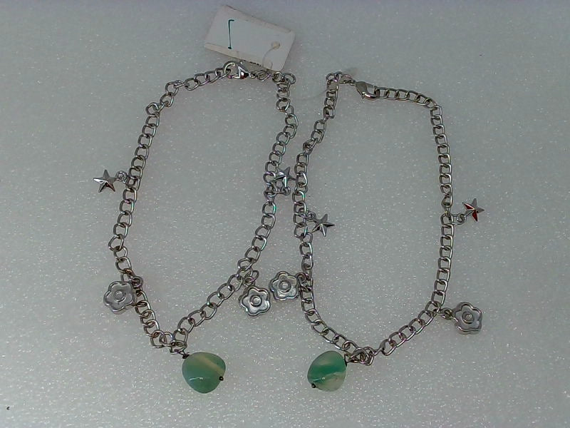 Touchstone Anckle Color Stone Drop Light Green Size Anklets Pair