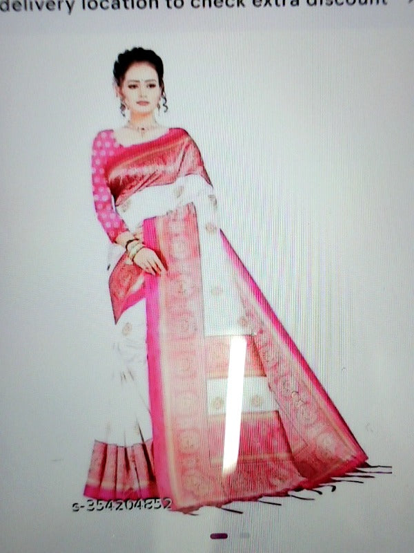 Saree Color White Pink Size Onezise