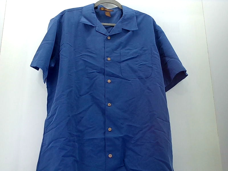 Harriton Men's Blue Short Sleeve Shirt Large