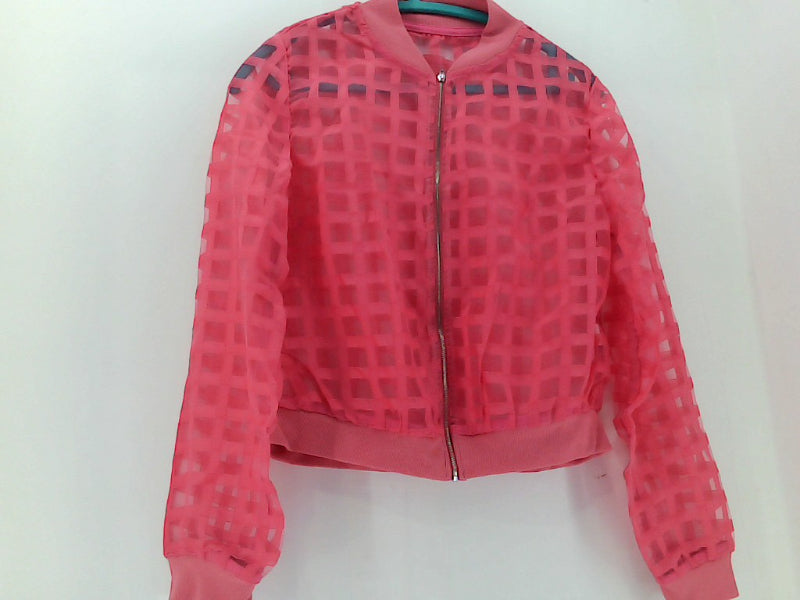 Milumia Women's Hot Pink Plaid Zip-Up Bomber Jacket - Large