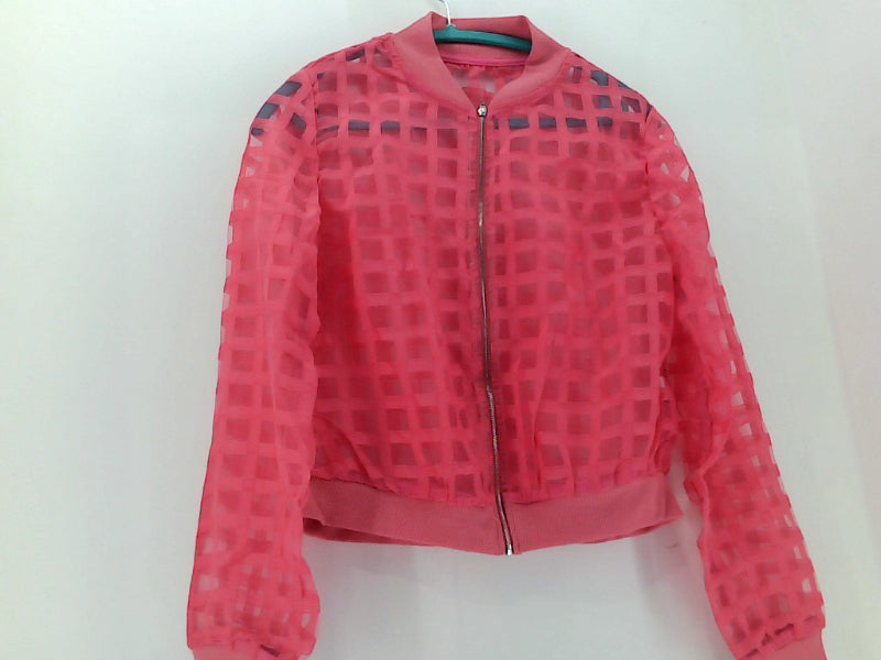 Milumia Women's Hot Pink Plaid Zip-Up Bomber Jacket - Large