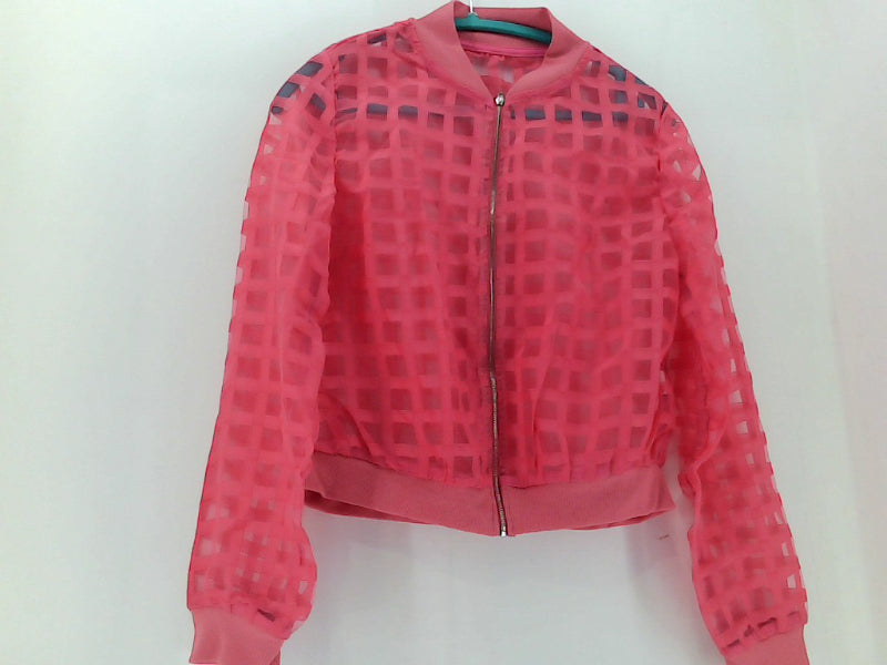 Milumia Women's Hot Pink Plaid Zip-Up Bomber Jacket - Large