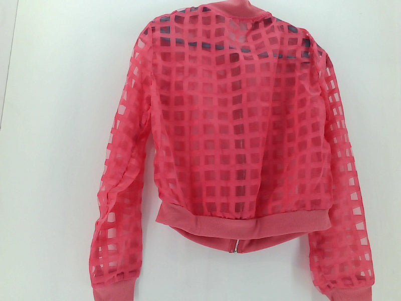 Milumia Women's Hot Pink Plaid Zip-Up Bomber Jacket - Large