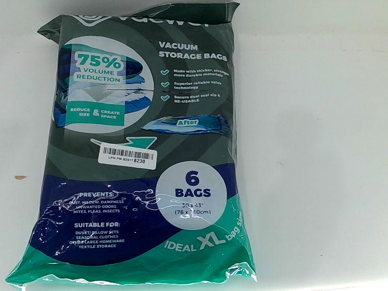 Vacwel Vacuum Storage Bag Color Clear Size 6 Bags 30x43 Inch