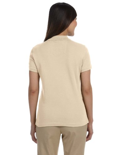 Devon & Jones Women's Pima Interlock Polo Large Beige