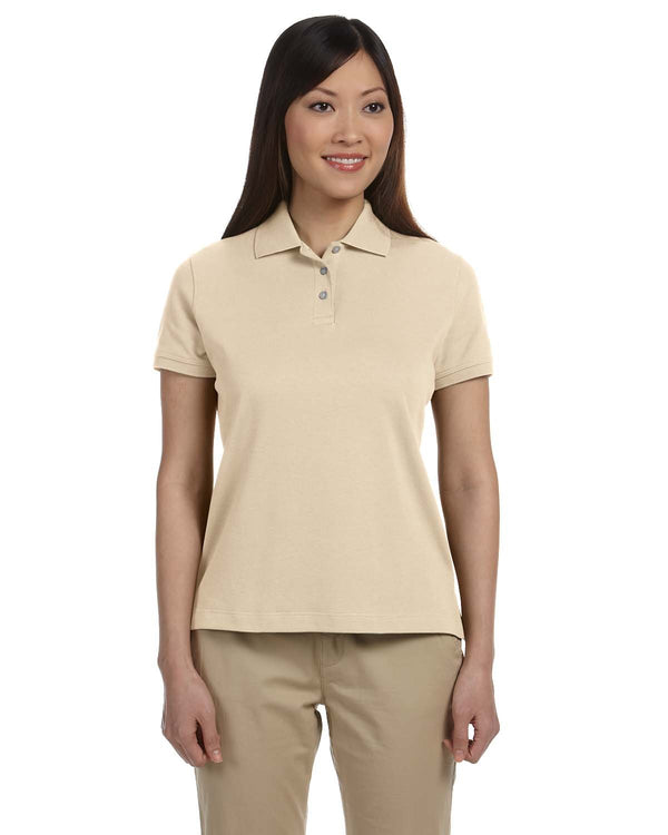 Devon & Jones Women's Pima Interlock Polo Large Beige