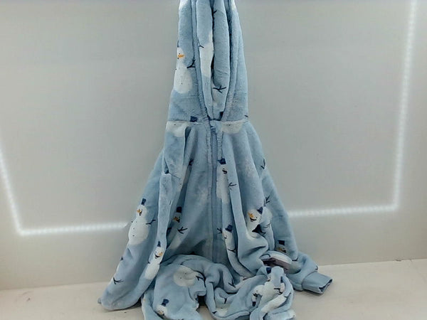 Light Blue Snowman Print Fleece Blanket
