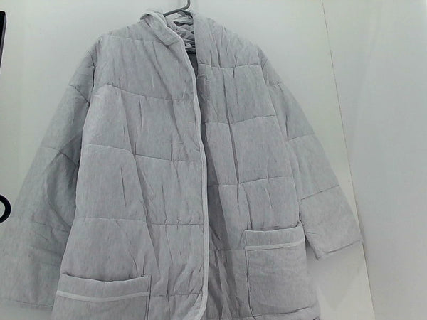 Light Grey Quilted Bath Robe for Women Medium