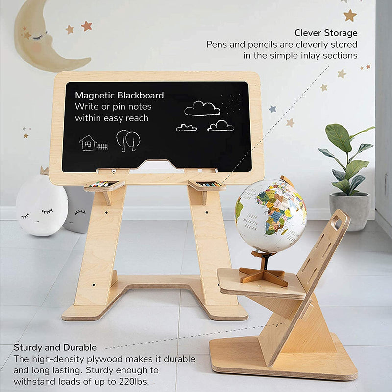 KIDS DESK AND CHAIR SET - BLACKBOARD