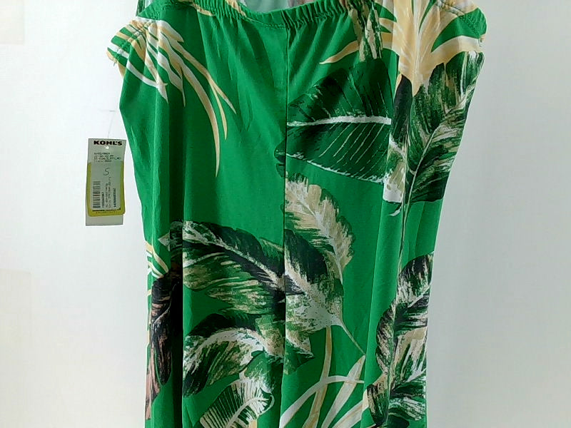 Tropical Leaf Print Green Sundress