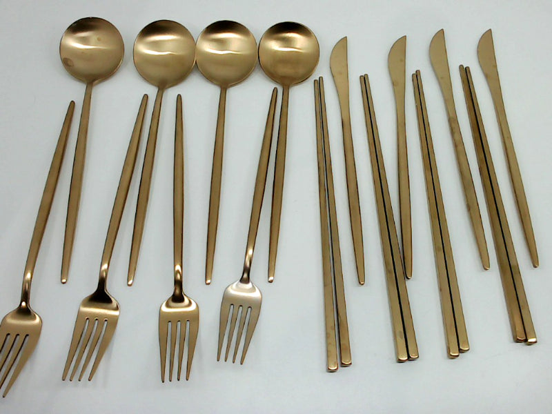 Elegant Matte Gold Flatware Set 9 Inch