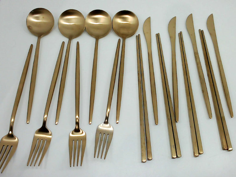 Elegant Matte Gold Flatware Set 9 Inch