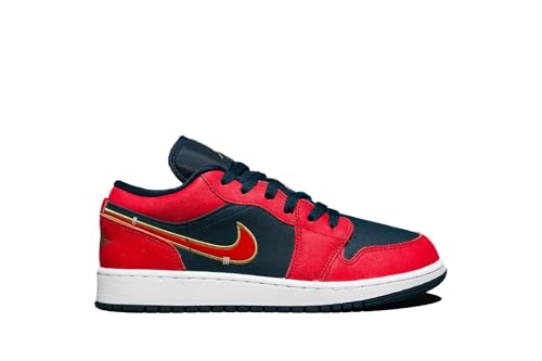 Air Jordan 1 Low SE Kids' Shoes - Navy/Gold/Red - Size 5.5