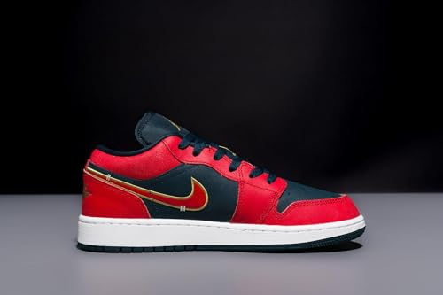 Air Jordan 1 Low SE Kids' Shoes - Navy/Gold/Red - Size 5.5