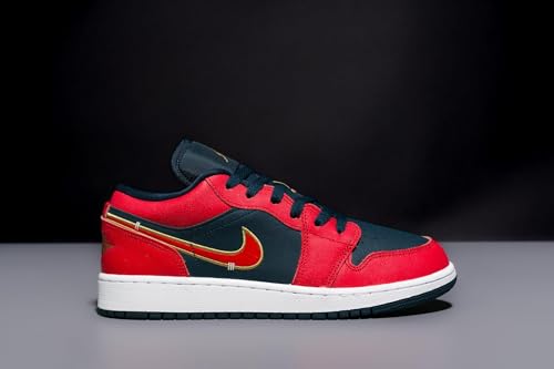 Air Jordan 1 Low SE Kids' Shoes - Navy/Gold/Red - Size 5.5