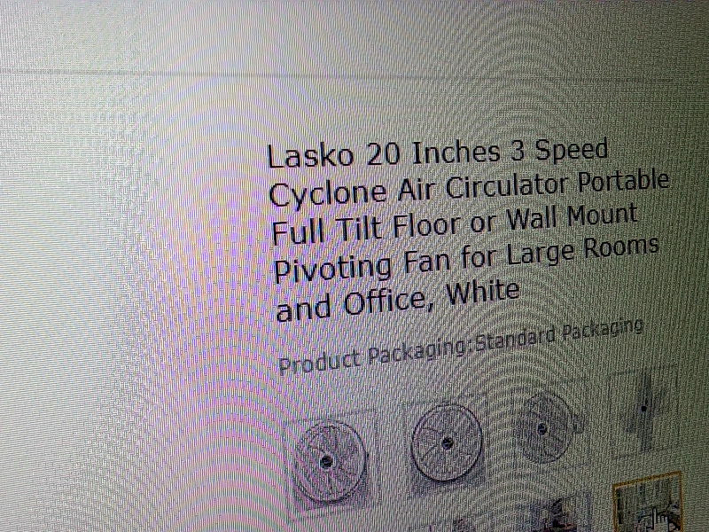 Lasko 20 Cyclone Air Circulator 3 Speed Fan for Home Use