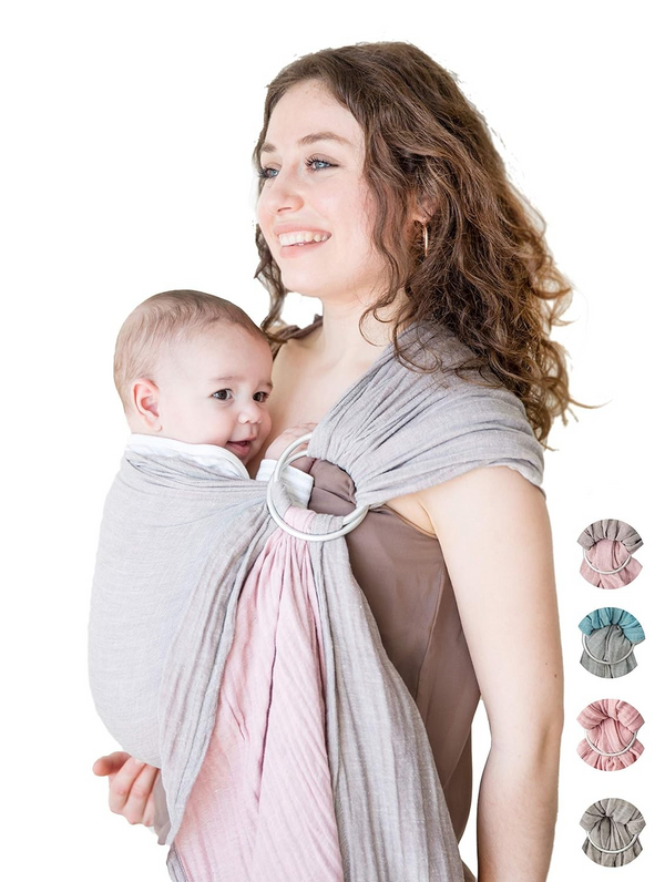 Baby Sling and Ring Sling 100% Cotton Muslin Infant Carrier Ring Sling Baby Carrier