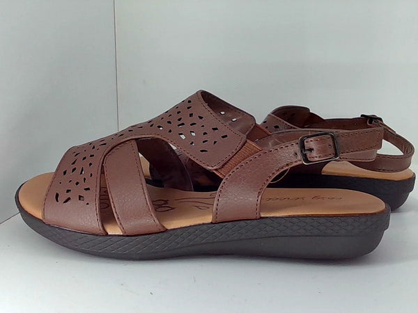 Easy Street Bolt Sandals Brown Size 6 Open Toe Flats