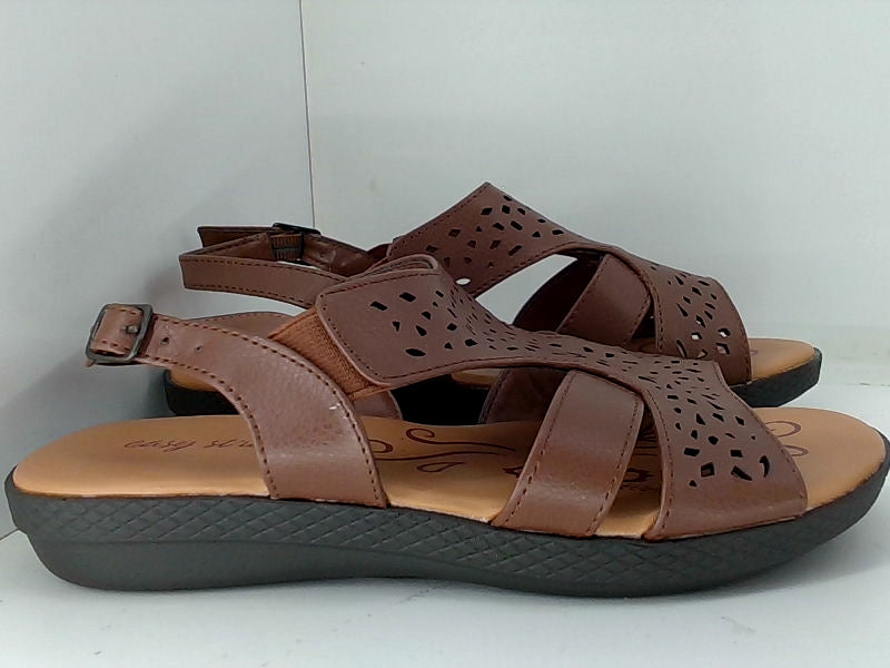 Easy Street Bolt Sandals Brown Size 6 Open Toe Flats