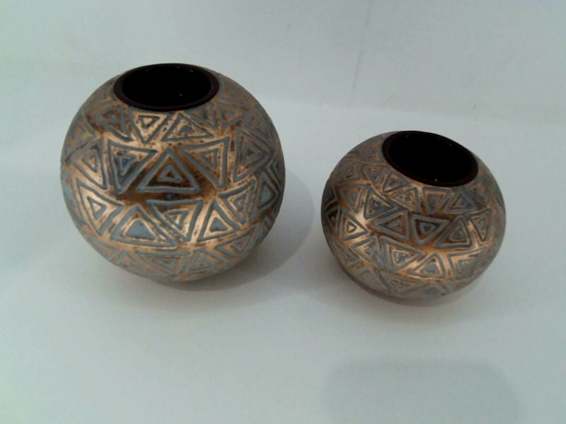 Huey House Aurum Orb Tea Light Candle Holders Color Gold And Gray Size Set 2