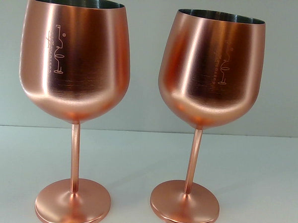 Copper-Colored Stainless Steel Wine Glasses Set