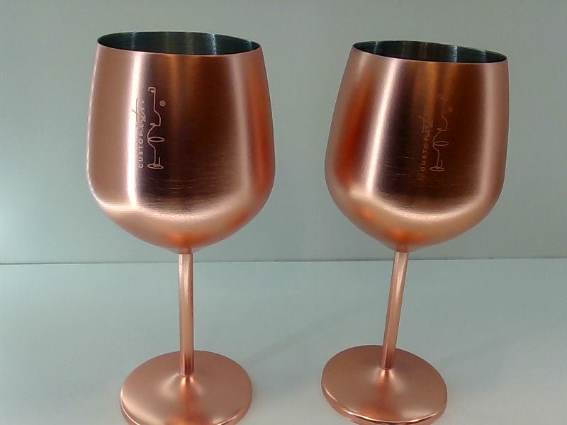 Copper-Colored Stainless Steel Wine Glasses Set