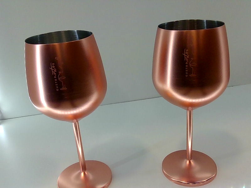 Copper-Colored Stainless Steel Wine Glasses Set