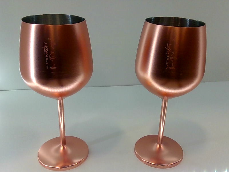 Copper-Colored Stainless Steel Wine Glasses Set