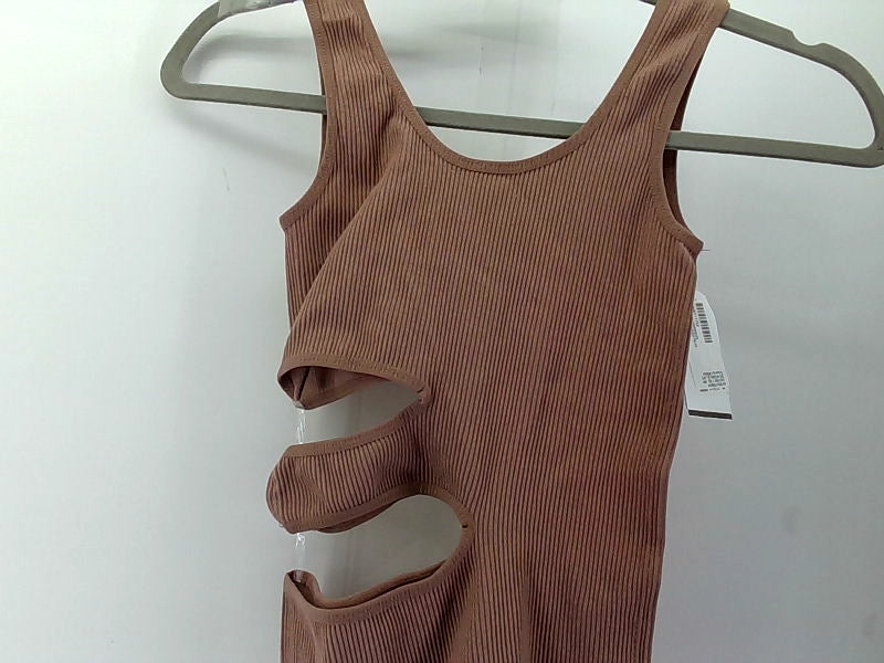 Active USA Women's Cutout Romper Dress Small Tan